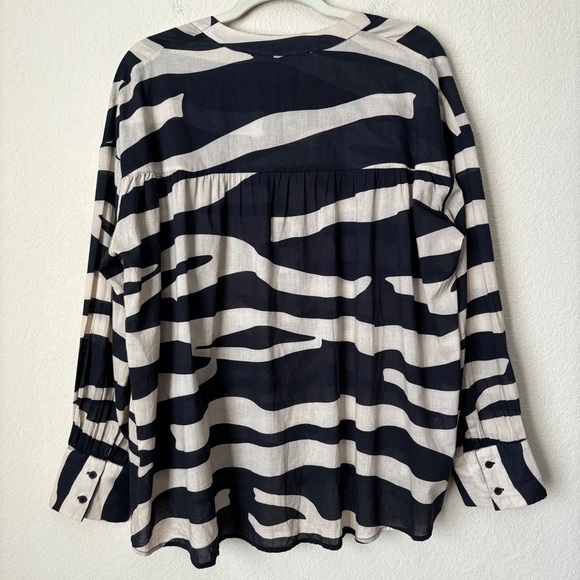 IRO Bold Printed Cotton Lace Up High Low Rattle Relaxed Blouse Top - Picture 12 of 14